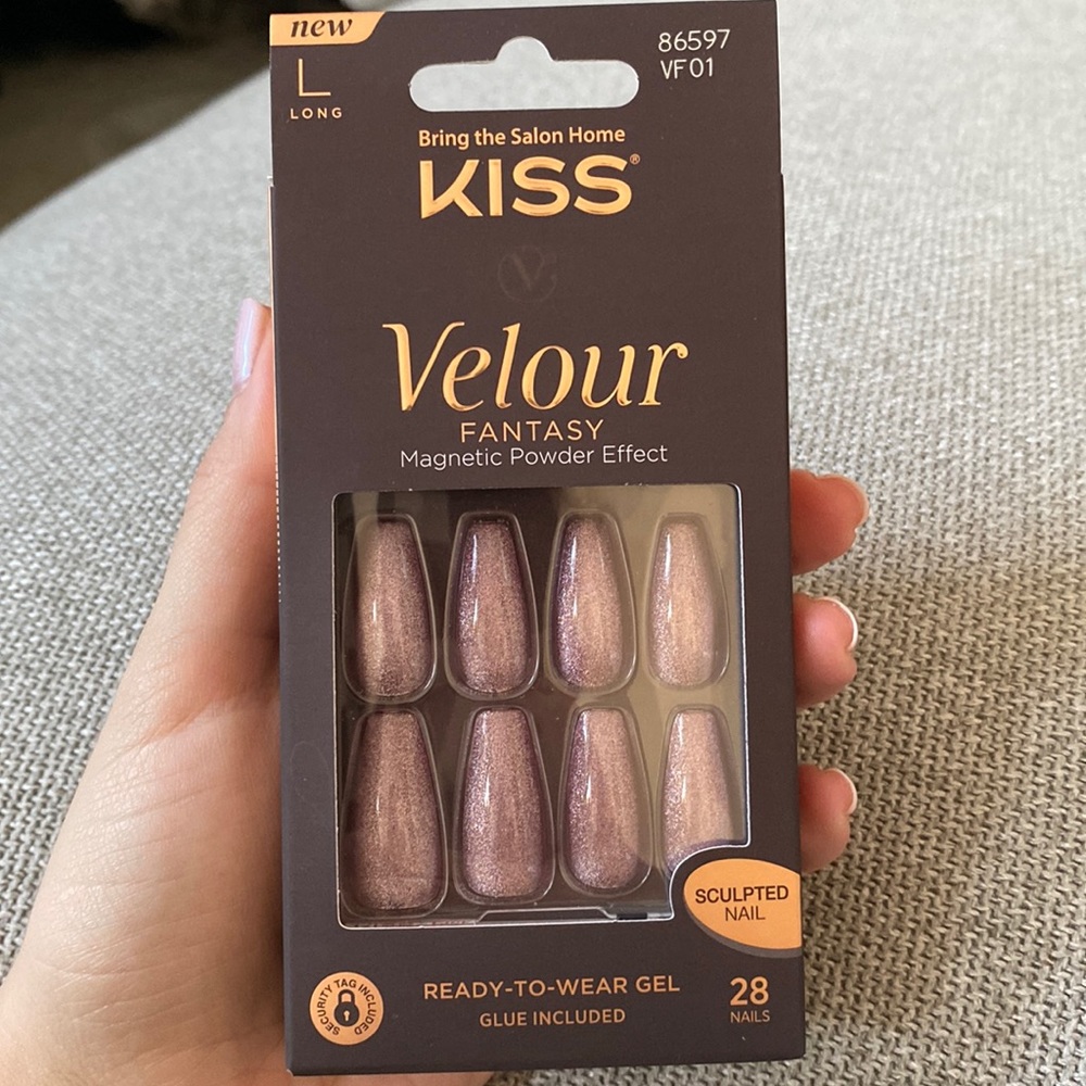 New long KISS velour press on nails